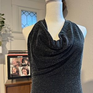 90s Cowl Neck Midi Dress with an Open Back and shimmer detailing Y2K